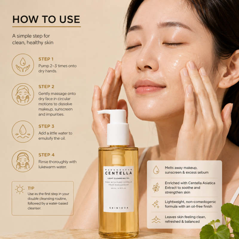 SKIN1004 Madagascar Centella Light Cleansing Oil, 200ml - Image 5