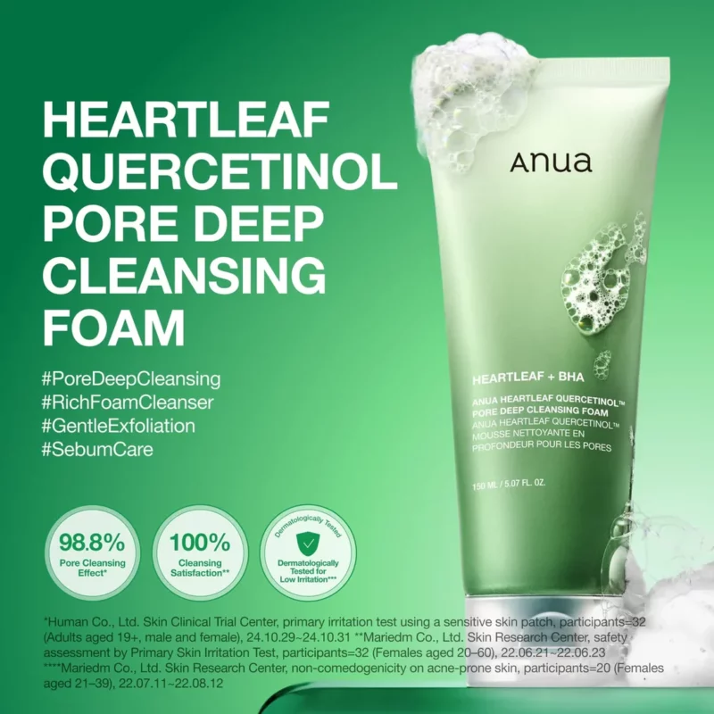Anua Heartleaf Quercetinol Pore Deep Cleansing Foam 150ml - Image 6