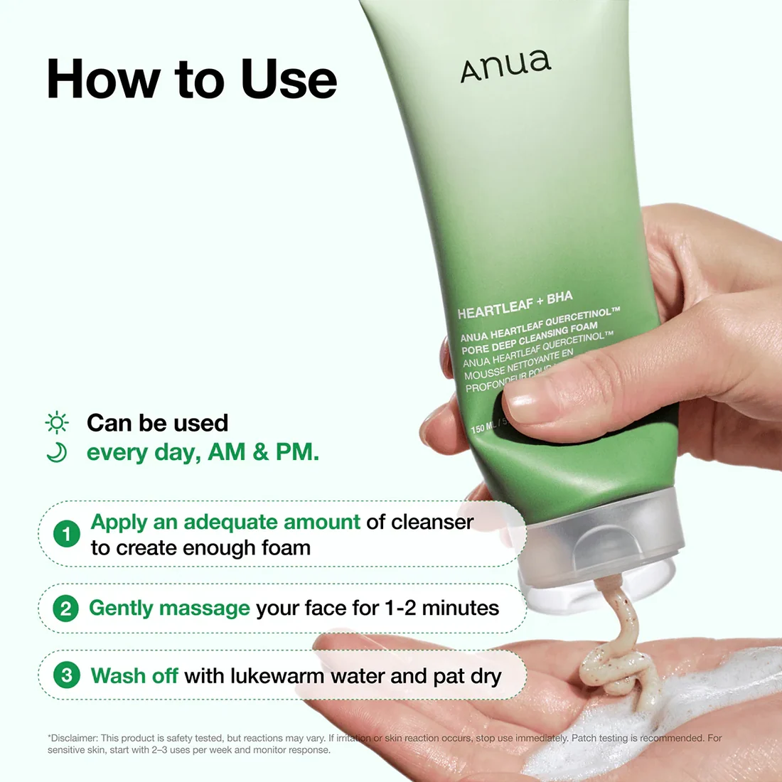 Anua Heartleaf Quercetinol Pore Deep Cleansing Foam 150ml - Image 5